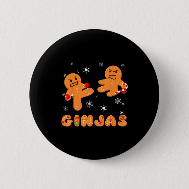 Bóton Redondo 5.08cm Ginjas Gingerbread Ninjas Funny Ugly Christmas  (Frente)