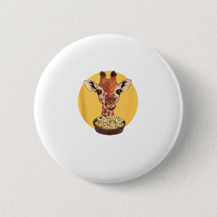 Bóton Redondo 5.08cm Girafa com humor animal de animação de pipoca