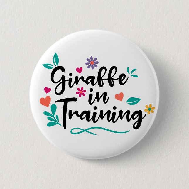 Bóton Redondo 5.08cm "Girafa em treinamento" V1 (Frente)