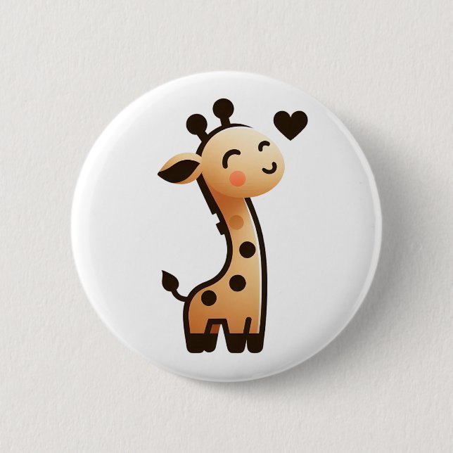 Bóton Redondo 5.08cm Girafa Personalizada Fofa e Esbelta (Frente)