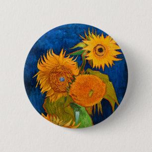 Bóton Redondo 5.08cm Girasóis de Van Gogh