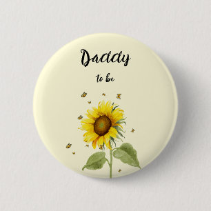 Bóton Redondo 5.08cm Girasol em Aquarela com Borboletas Futuro Papai