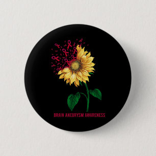 Bóton Redondo 5.08cm Girassol de Conscientização de Aneurisma
