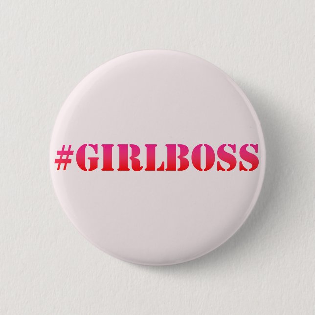 Bóton Redondo 5.08cm #GirlBoss - rosa - Botão de citação divertida (Frente)