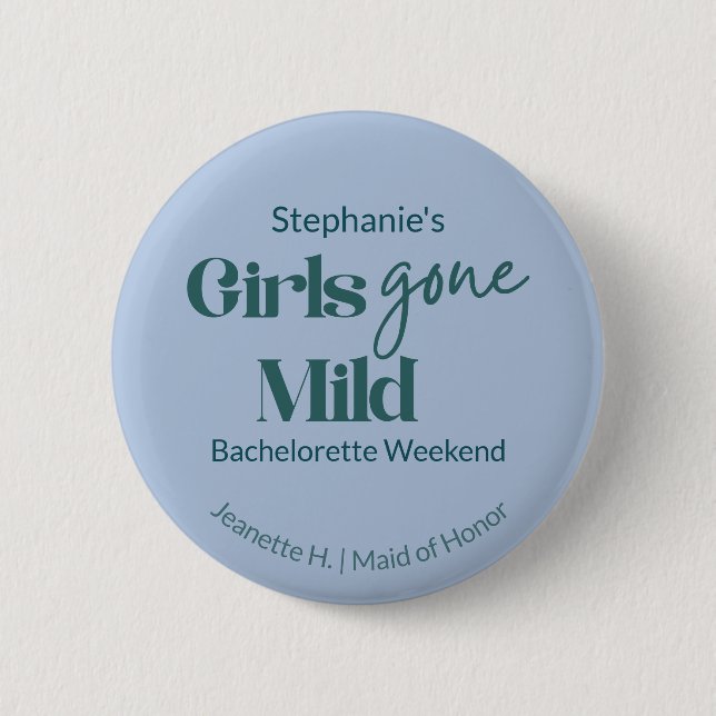 Bóton Redondo 5.08cm Girls Gone Mild Bachelorette Beach Spa Weekend (Frente)