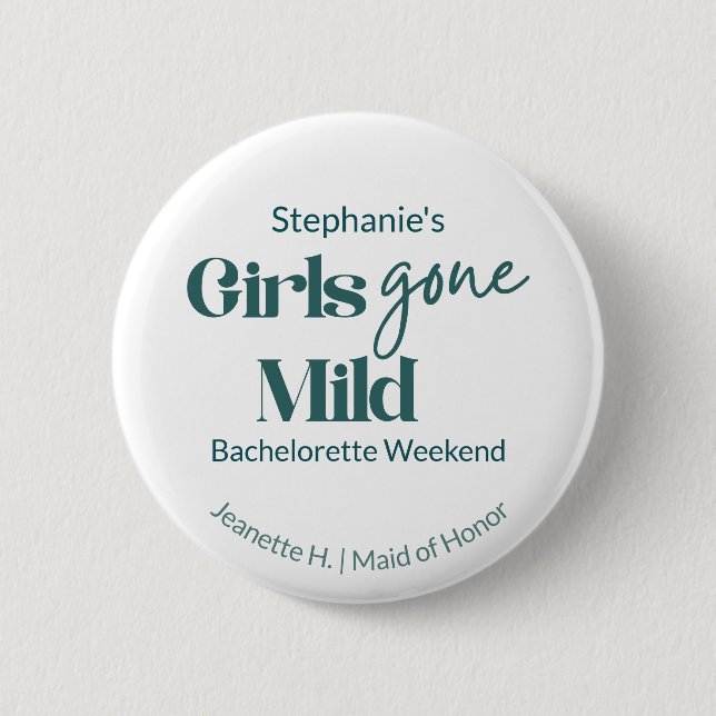 Bóton Redondo 5.08cm Girls Gone Mild Custom Bachelorette Beach Weekend (Frente)