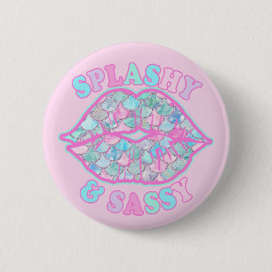 Bóton Redondo 5.08cm Girly Splashy & Sassy Rosa Turquesa Beijo de Serei