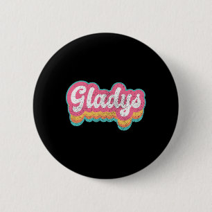Bóton Redondo 5.08cm Gladys First Name Girl Vintage 70s 80s Personalize