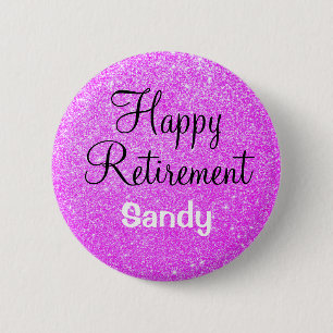 Bóton Redondo 5.08cm Glam Happy Retirement Purple Glitkle Sparkle