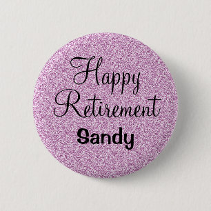 Bóton Redondo 5.08cm Glam Happy Retirement Purple Glitkle Sparkle