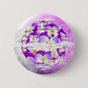 Bóton Redondo 5.08cm Globo de padrão de flores violeta sutil e simples