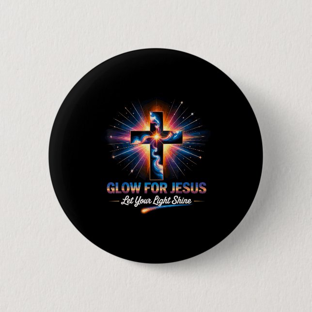 Bóton Redondo 5.08cm Glow For Jesus Cross  (Frente)