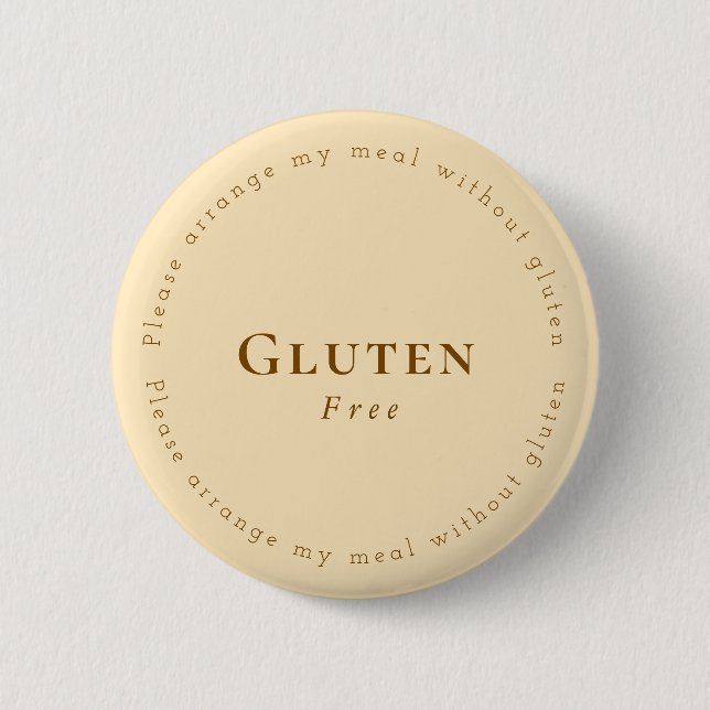 Bóton Redondo 5.08cm Gluten-Free Request Badge, Soft Beige - Brown (Frente)