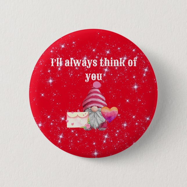 Bóton Redondo 5.08cm Gnome in love with rainbow heart (Frente)