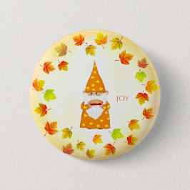 Bóton Redondo 5.08cm Gnomo Bonito e Folhas de Férias