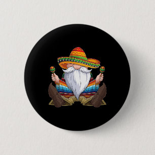 Bóton Redondo 5.08cm Gnomo Mexicano Cinco de Mayo Serape Poncho Men Wom