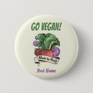 Bóton Redondo 5.08cm Go Vegan Made by Plant Veggie vegetarianos