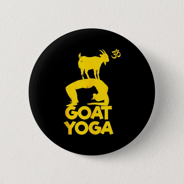 Bóton Redondo 5.08cm Goat Yoga Namaste Om Ying Yang Balance Yoga New Ma (Frente)