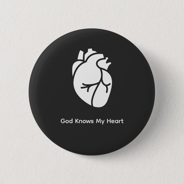 Bóton Redondo 5.08cm God Knows My Heart Christian T-Shirt (Frente)