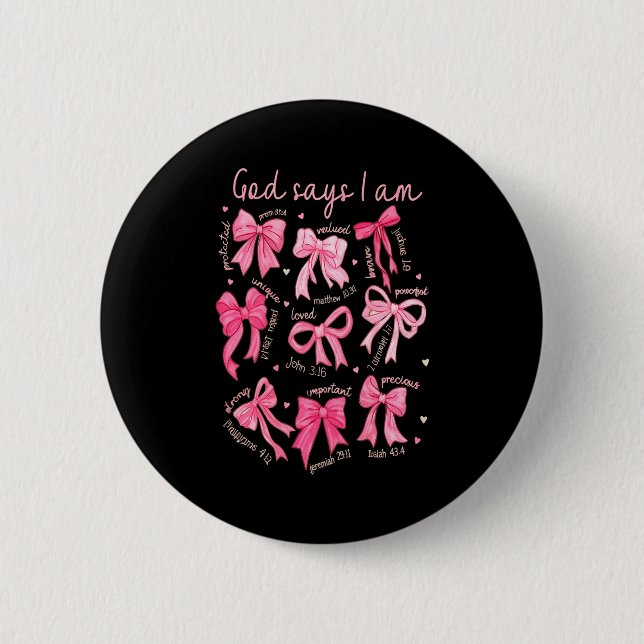 Bóton Redondo 5.08cm God Says I Am Coquette Bow Coquette Bow Fall Valen (Frente)