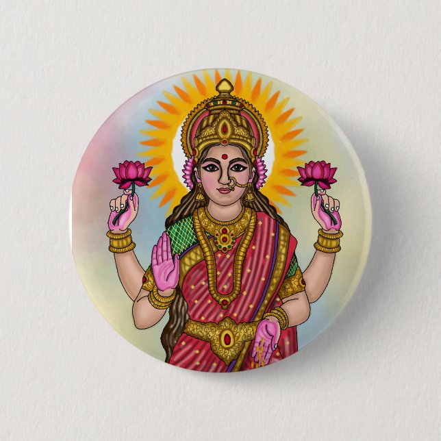 Bóton Redondo 5.08cm Goddess Lakshmi Button (Frente)