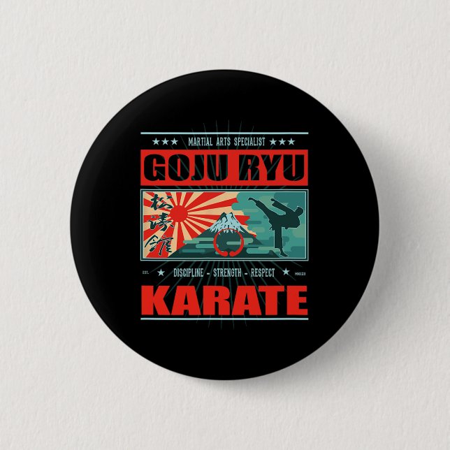 Bóton Redondo 5.08cm Goju Ryu Karate Kanji (Frente)