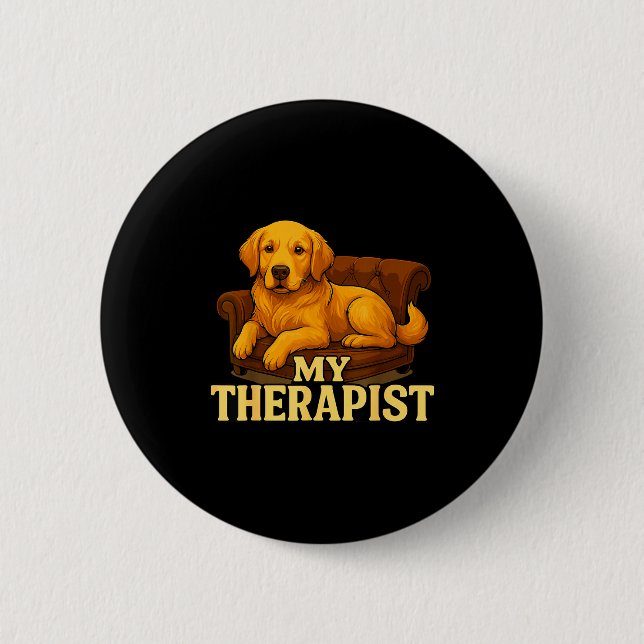 Bóton Redondo 5.08cm Golden Retriever Dog Clothes For Humans My Therast (Frente)