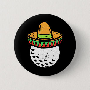 Bóton Redondo 5.08cm Golf Ball Sombrero Cinco De Mayo Golfer mexicano