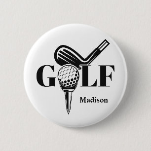 Bóton Redondo 5.08cm Golf de Nome Personalizado
