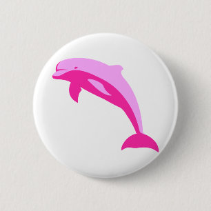 Bóton Redondo 5.08cm Golfinho Rosa