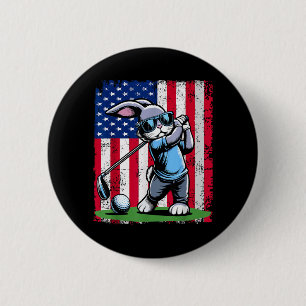 Bóton Redondo 5.08cm Golfista Coelho Ovo de Páscoa Golfistas Bandeira A