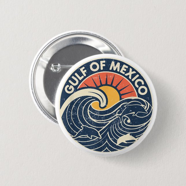 Bóton Redondo 5.08cm Golfo do México 1672 para sempre Golfo do México (Frente & Verso)