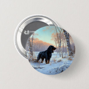 Bóton Redondo 5.08cm Gordon Setter Deixe Nevar Natal
