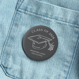 Bóton Redondo 5.08cm Gota de Graduado Moderno Turma de Graduação