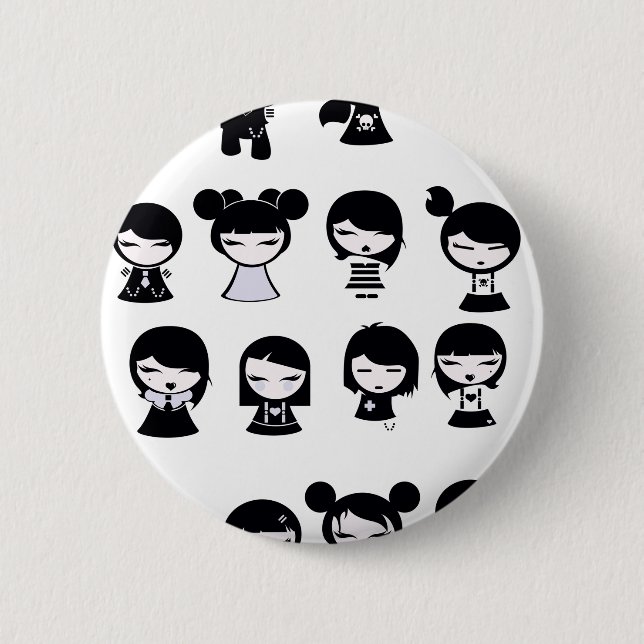 Bóton Redondo 5.08cm Gótico de Chibi Emo (Frente)