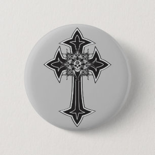 Bóton Redondo 5.08cm Gótico Skull Cross