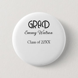 Bóton Redondo 5.08cm Grad bold letter graduation name class of 20XX sim