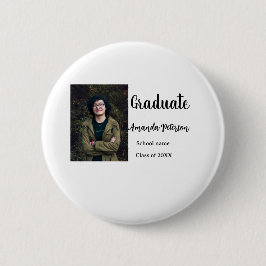 Bóton Redondo 5.08cm Graduação clássica adicione nome de foto classe an