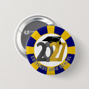 Bóton Redondo 5.08cm Graduação da Turma de 2027 Cinza Dourado