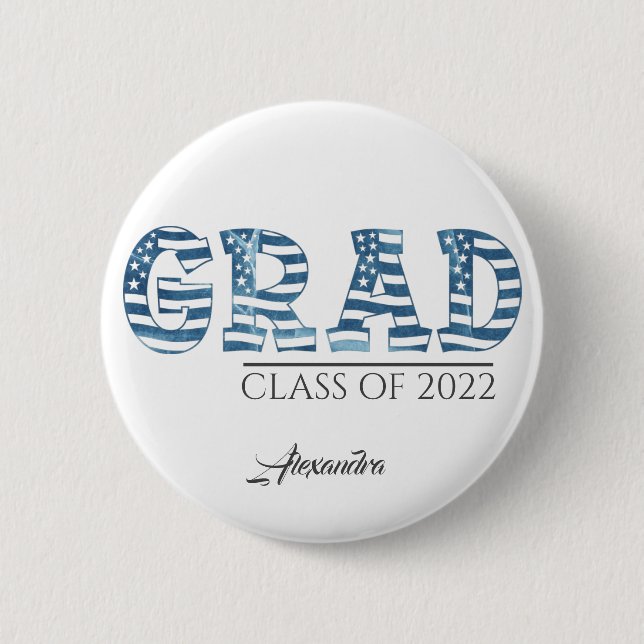 Bóton Redondo 5.08cm Graduação de Texto Personalizado do Sinalizador Na (Frente)