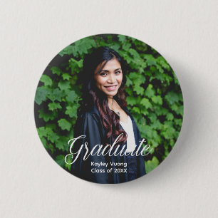 Bóton Redondo 5.08cm Graduação Personalizada de Foto do Formando Elegan
