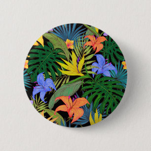 Bóton Redondo 5.08cm Gráfico da Flor Tropical Hawaii Aloha