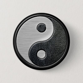 Bóton Redondo 5.08cm Gráfico de couro e de aço de Yin Yang do efeito