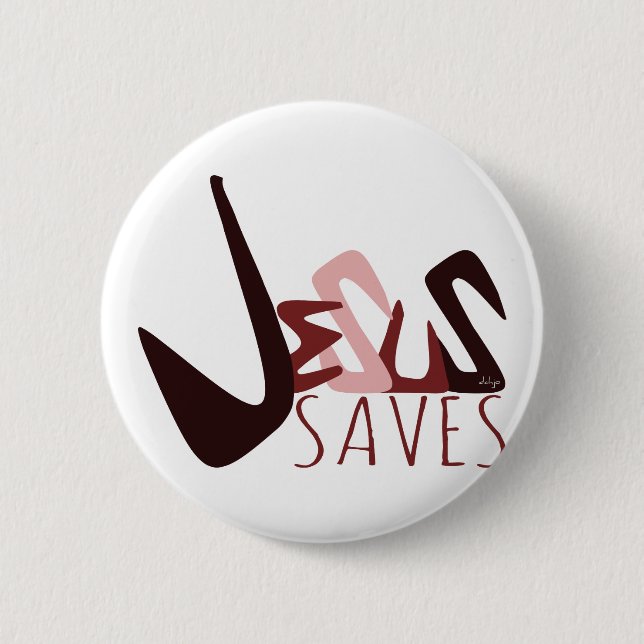 Bóton Redondo 5.08cm GRAFITE JESUS SAVES em vermelho (Frente)