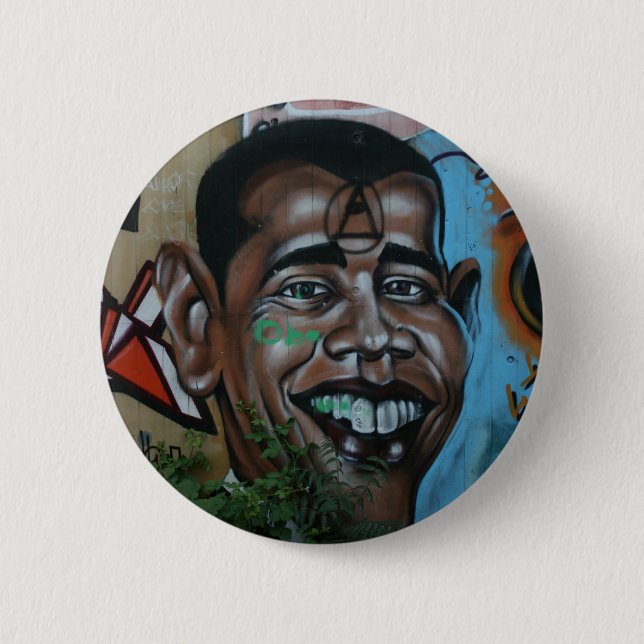 Bóton Redondo 5.08cm Grafites de Obama (Frente)