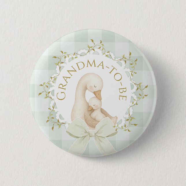 Bóton Redondo 5.08cm Grandma to be Silly Goose Sage Green Baby Shower (Frente)