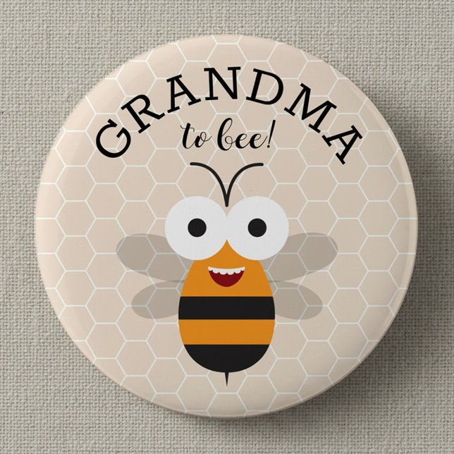 Bóton Redondo 5.08cm Grandma to Bee, Baby Shower Honey Bee Button (Criador carregado)