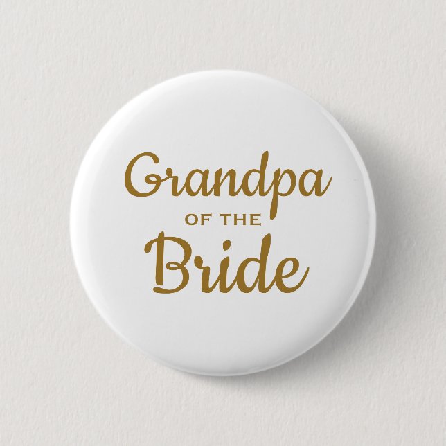 Bóton Redondo 5.08cm Grandpa of the Bride Wedding Custom Button (Frente)