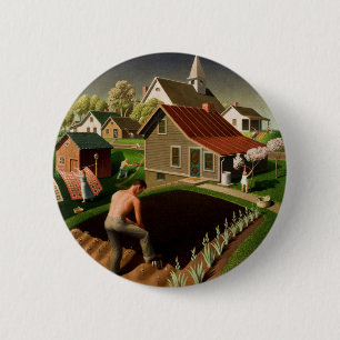 Bóton Redondo 5.08cm Grant Wood Primavera na Cidade (1941)