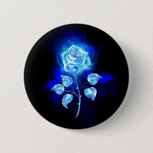 Bóton Redondo 5.08cm Gravação de Rosa Azul